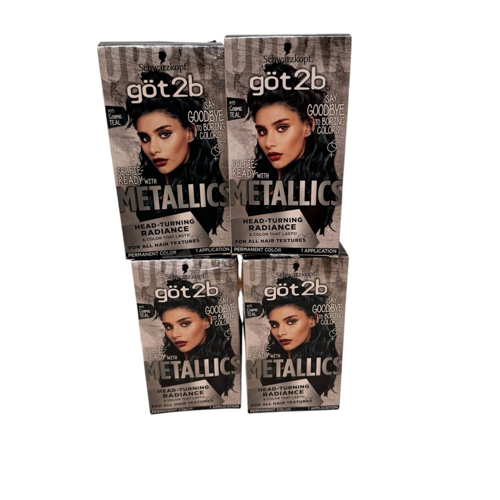 Schwarzkopf Got2b Metallics M75 Cosmic Teal Permanent Hair Color New Lot of 4